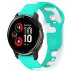 For Garmin Venu 2 Plus 20mm Double Color Silicone Watch Band(Cyan+White)