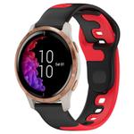 For Garmin Venu 20mm Double Color Silicone Watch Band(Black+Red)