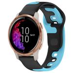 For Garmin Venu 20mm Double Color Silicone Watch Band(Black+Blue)