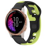 For Garmin Venu 20mm Double Color Silicone Watch Band(Black+Green)