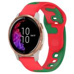 For Garmin Venu 20mm Double Color Silicone Watch Band(Red+Green)