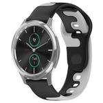For Garmin VivoMove Luxe 20mm Double Color Silicone Watch Band(Black+Grey)