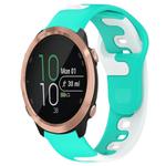 For Garmin Forerunner 645 20mm Double Color Silicone Watch Band(Cyan+White)