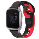 For Garmin Forerunner Sq2 Music 20mm Double Color Silicone Watch Band(Black+Red)