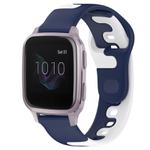 For Garmin Forerunner Sq2 Music 20mm Double Color Silicone Watch Band(Blue+White)