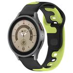 For Samsung Galaxy Watch 5 Pro  45mm 20mm Double Color Silicone Watch Band(Black+Green)