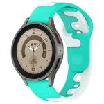 For Samsung Galaxy Watch 5 Pro  45mm 20mm Double Color Silicone Watch Band(Cyan+White)