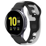 For Samsung Galaxy Watch Active 2 40mm 20mm Double Color Silicone Watch Band(Black+Grey)