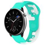 For Amazfit GTR Mini 20mm Double Color Silicone Watch Band(Cyan+White)