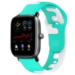 For Amazfit GTS 2 Mini 20mm Double Color Silicone Watch Band(Cyan+White)