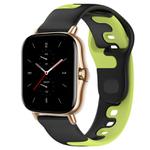 For Amazfit GTS 2 20mm Double Color Silicone Watch Band(Black+Green)