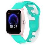 For Amazfit Pop Pro 20mm Double Color Silicone Watch Band(Cyan+White)
