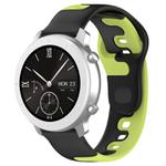 For Amazfit Pop 20mm Double Color Silicone Watch Band(Black+Green)