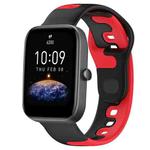 For Amazfit Bip3 20mm Double Color Silicone Watch Band(Black+Red)