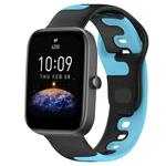 For Amazfit Bip3 20mm Double Color Silicone Watch Band(Black+Blue)