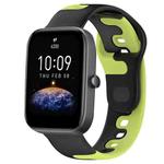 For Amazfit Bip3 20mm Double Color Silicone Watch Band(Black+Green)