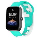 For Amazfit Bip3 20mm Double Color Silicone Watch Band(Cyan+White)