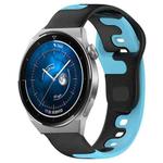 For Huawei Watch GT3 Pro 43mm 20mm Double Color Silicone Watch Band(Black+Blue)