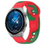 For Huawei Watch GT3 Pro 43mm 20mm Double Color Silicone Watch Band(Red+Green)