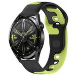 For Huawei Watch GT3 42mm 20mm Double Color Silicone Watch Band(Black+Green)