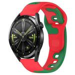 For Huawei Watch GT3 42mm 20mm Double Color Silicone Watch Band(Red+Green)