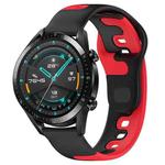 For Huawei Watch GT2 42mm 20mm Double Color Silicone Watch Band(Black+Red)