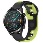 For Huawei Watch GT2 42mm 20mm Double Color Silicone Watch Band(Black+Green)