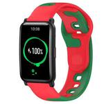 For Honor Watch ES 20mm Double Color Silicone Watch Band(Red+Green)