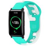 For Honor Watch ES 20mm Double Color Silicone Watch Band(Cyan+White)