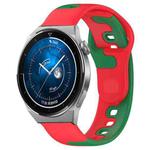 For Huawei Watch GT3 Pro 46mm 22mm Double Color Silicone Watch Band(Red+Green)