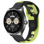 For Huawei Watch Buds 22mm Double Color Silicone Watch Band(Black+Green)