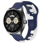 For Huawei Watch Buds 22mm Double Color Silicone Watch Band(Blue+White)