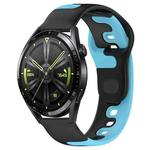 For Huawei Watch GT3 46mm 22mm Double Color Silicone Watch Band(Black+Blue)