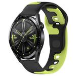 For Huawei Watch GT3 46mm 22mm Double Color Silicone Watch Band(Black+Green)