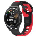 For Huawei Watch GT Runner 22mm Double Color Silicone Watch Band(Black+Red)