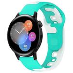 For Huawei Watch 3 22mm Double Color Silicone Watch Band(Cyan+White)