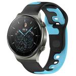 For Huawei GT2 Pro 22mm Double Color Silicone Watch Band(Black+Blue)