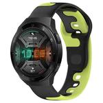 For Huawei Watch GT 2E 22mm Double Color Silicone Watch Band(Black+Green)