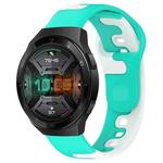 For Huawei Watch GT 2E 22mm Double Color Silicone Watch Band(Cyan+White)