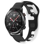 For Honor Watch GS 3i 22mm Double Color Silicone Watch Band(Black+White)