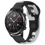 For Honor Watch GS 3i 22mm Double Color Silicone Watch Band(Black+Grey)