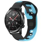 For Honor Watch GS 3i 22mm Double Color Silicone Watch Band(Black+Blue)