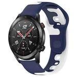 For Honor Watch GS 3i 22mm Double Color Silicone Watch Band(Blue+White)