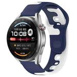 For Huawei Watch 3 Pro New 22mm Double Color Silicone Watch Band(Blue+White)