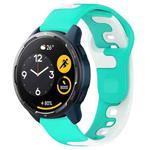 For Xiaomi Watch S1 Active 22mm Double Color Silicone Watch Band(Cyan+White)