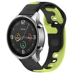 For Xiaomi MI Watch Color 22mm Double Color Silicone Watch Band(Black+Green)