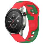 For Amazfit GTR 4 22mm Double Color Silicone Watch Band(Red+Green)