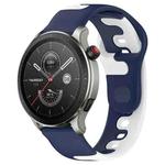 For Amazfit GTR 4 22mm Double Color Silicone Watch Band(Blue+White)