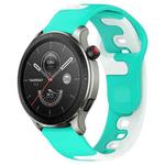 For Amazfit GTR 4 22mm Double Color Silicone Watch Band(Cyan+White)