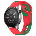 For Amazfit GTR 4 Pro 22mm Double Color Silicone Watch Band(Red+Green)